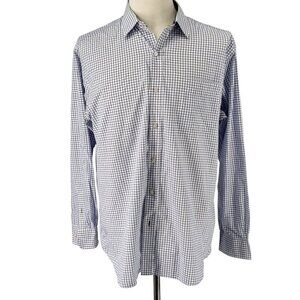J. McLaughlin Men’s Button-Down Shirt | Size L | Blue Checkered Print EUC Preppy